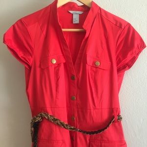 Red H&M shirt dress with belt